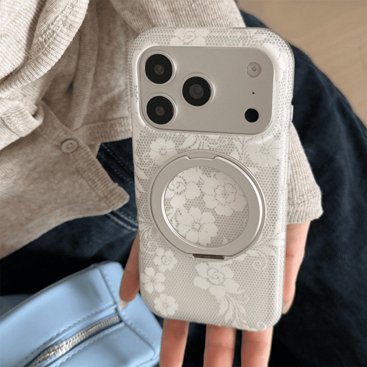 White Floral Lace Silicone Phone Case-CC012IMD