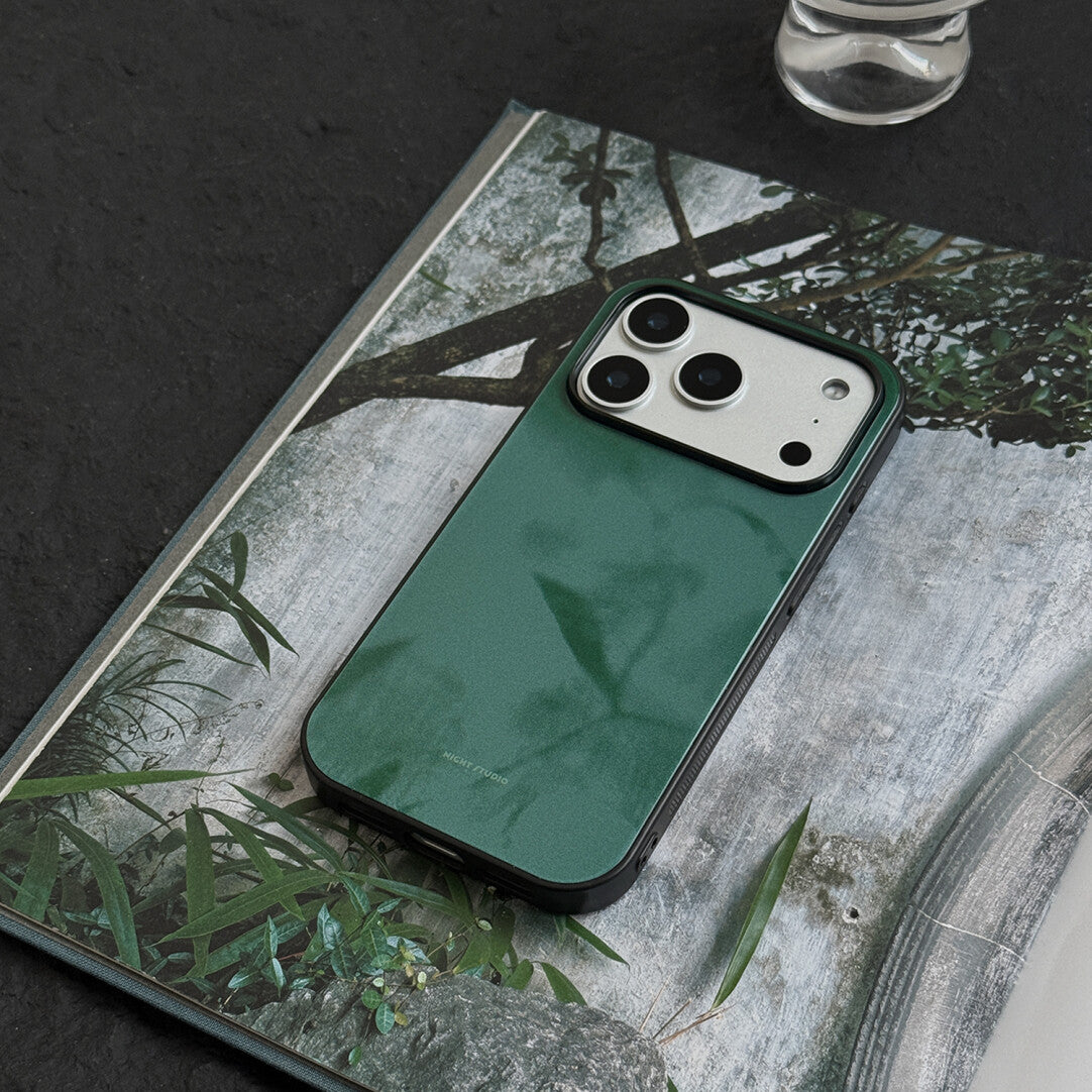 Chinoiserie Leaf Shadows Tempered Glass Case-NS