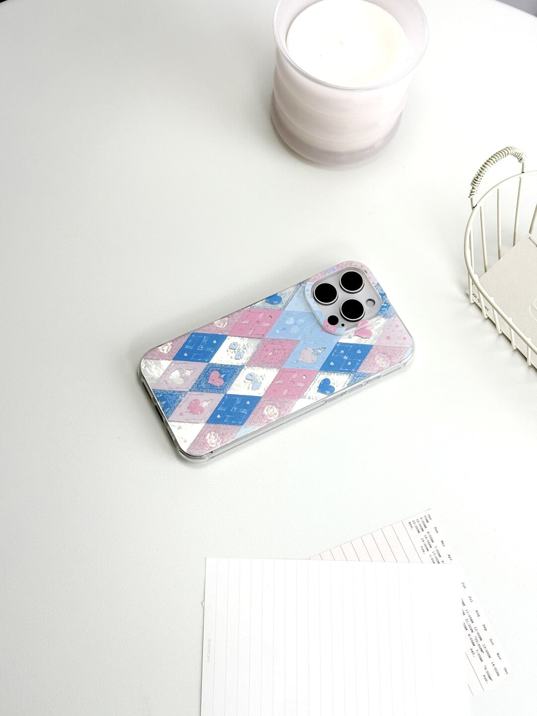 Artistic Metallic Luster Heartbeat Rhombus Phone Case IMD-SSL