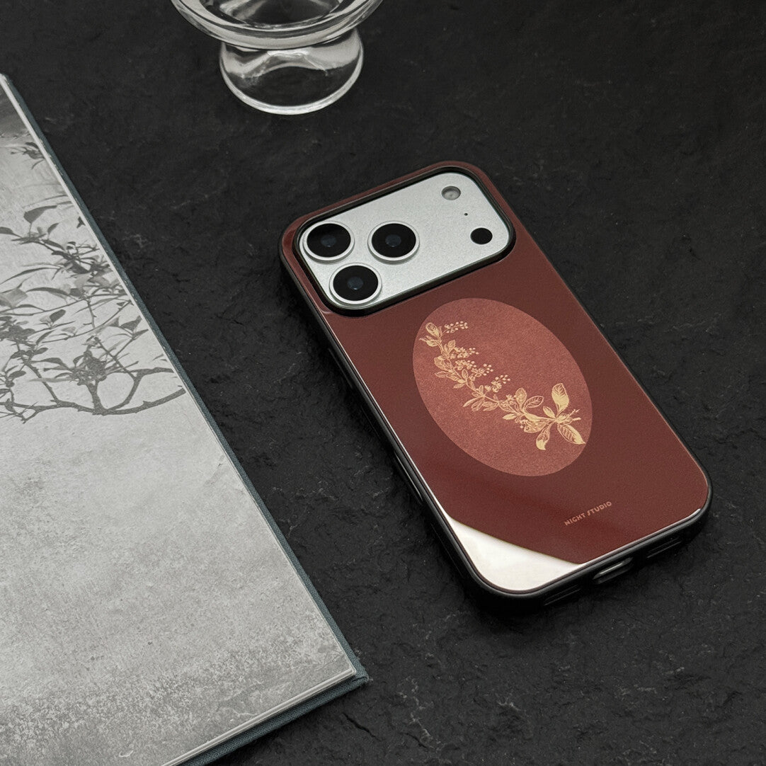 Vintage Aesthetic Floral Red Tempered Glass Phone Case-NS