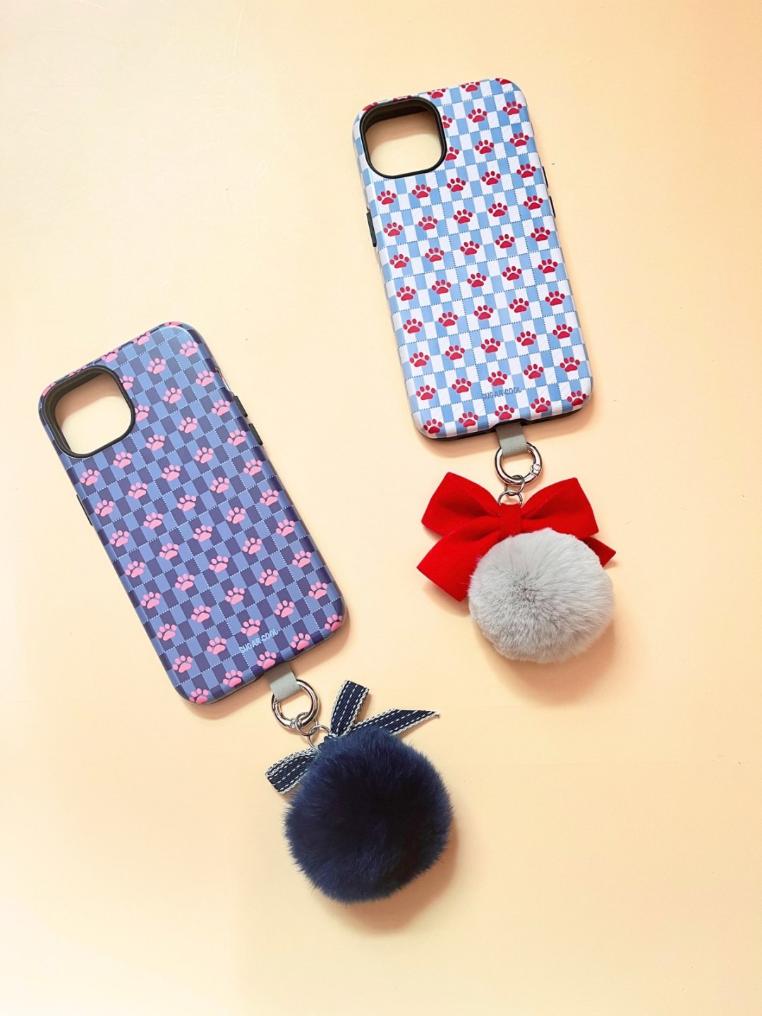 Bow Pompom Phone Charm