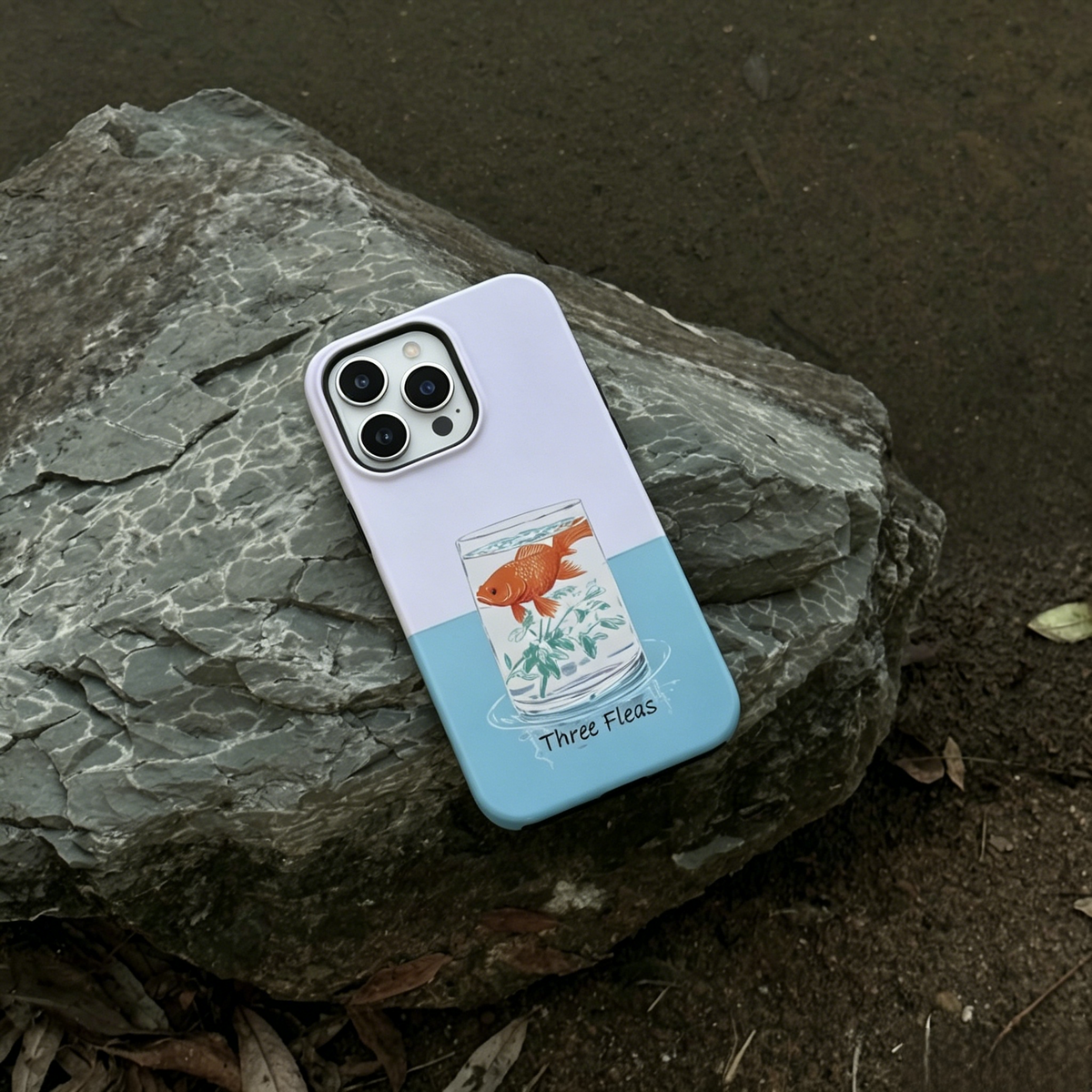 Artistic Goldfish in Glass Phone Case Double-layer Film Print