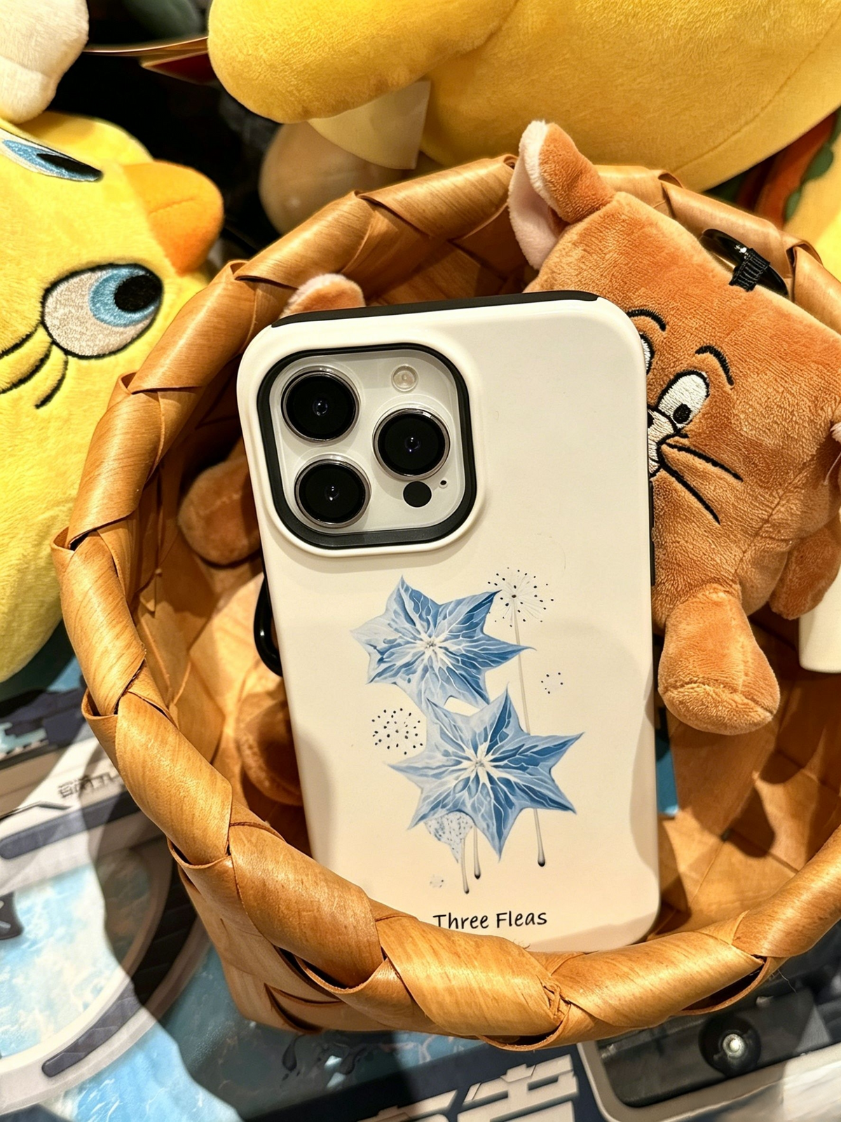 Artistic Celestial Blue Starflower Phone Case Double-layer Film Print