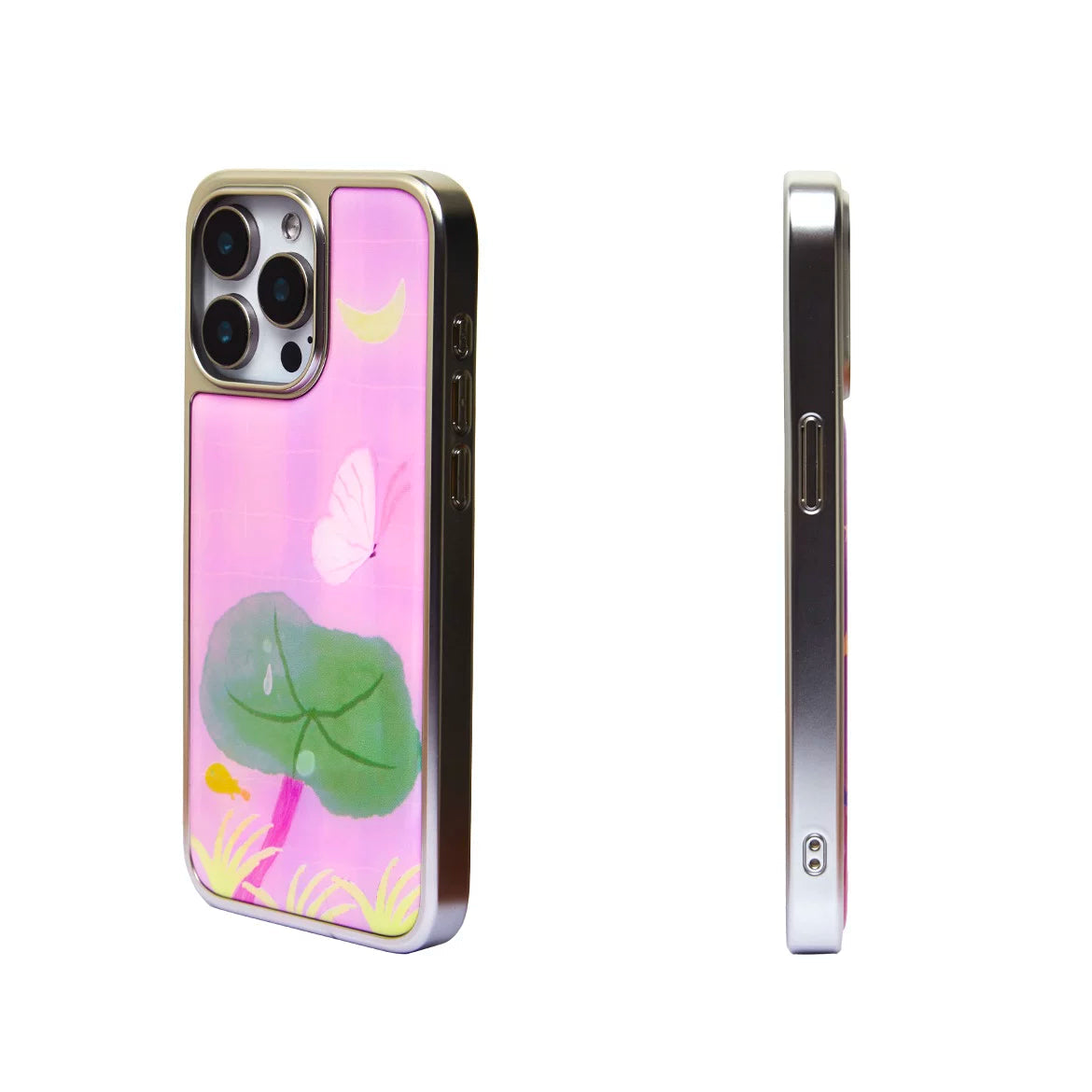 Fairytale Lotus & Butterfly Silver-Plated Epoxy Resin Phone Case-SATP
