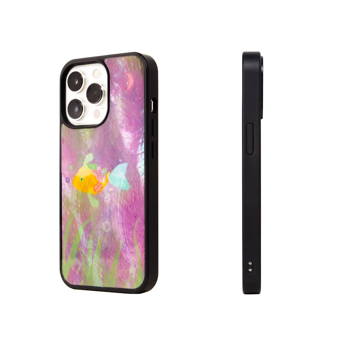 Fairytale Fish in Purple Lake Natural Mother-of-Pearl Inlay Epoxy Resin Phone Case-SATP