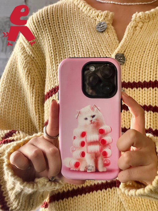Xmas Pink Cat Double Layer Phone Case | iPhone Case | Three Fleas