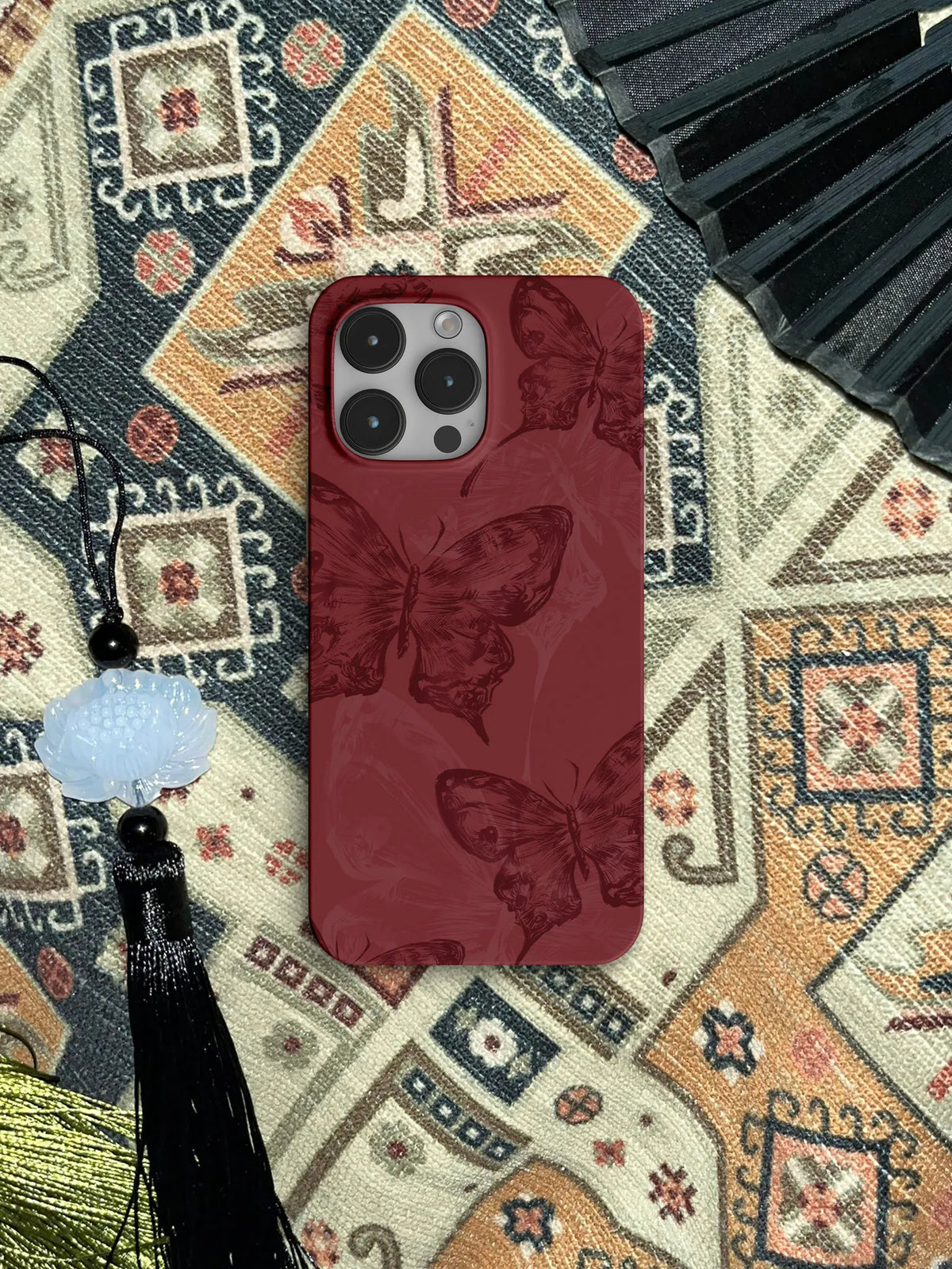 Vintage Crimson Butterfly Phone Case Film Print-GY