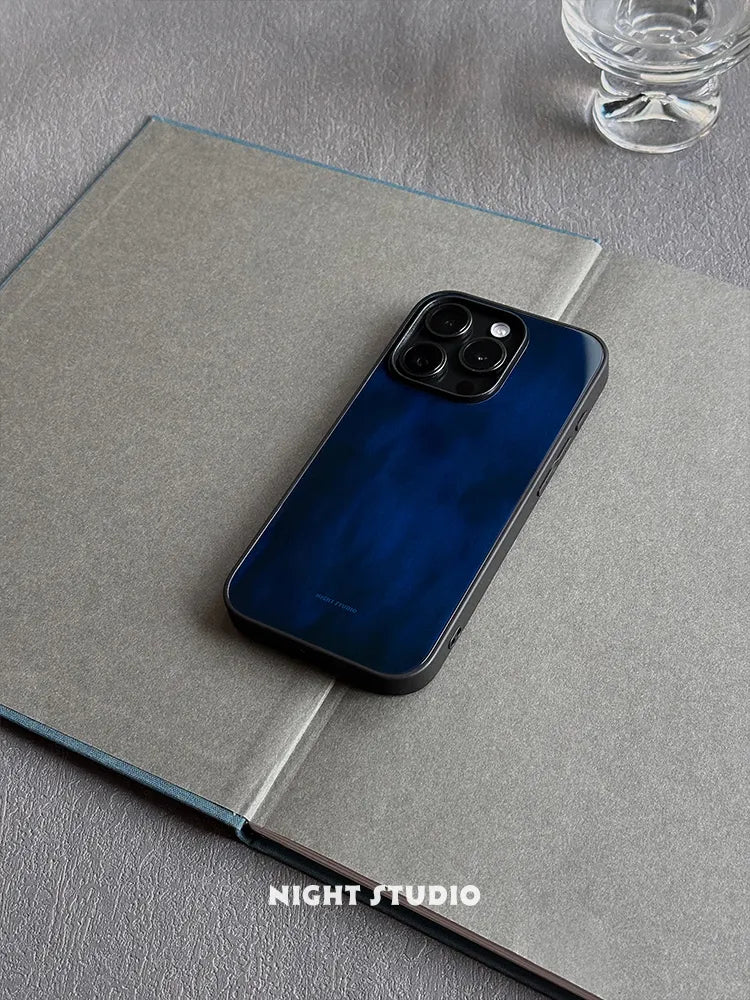 Chinoiserie Sapphire Blue Tempered Glass Phone Case-NS