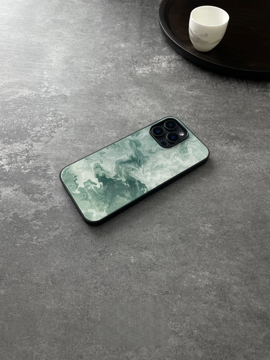 The Blue-Green Surging Waves Tempered Glass Phone Case-MH