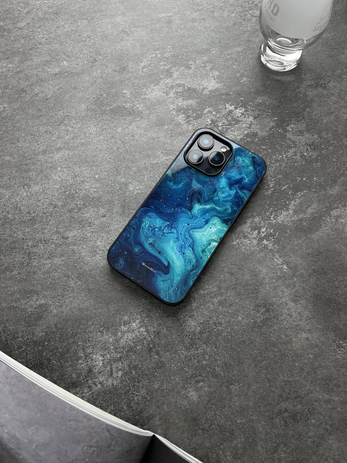 Celestial/Deep Sea Marble Tempered Glass Phone Case-MH