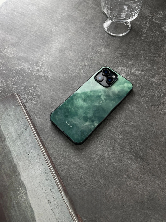 Chinoiserie Emerald Cloud Tempered Glass Phone Case-MH