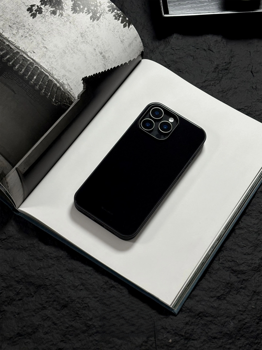 Minimalist Black Tempered Glass Phone Case-MH