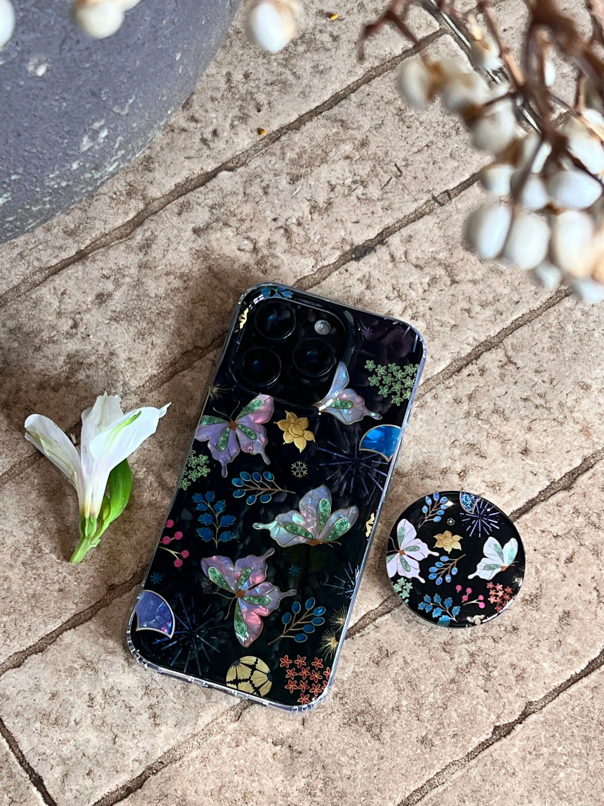 Black Butterfly & Floral Collection IMD Phone Case-YSH