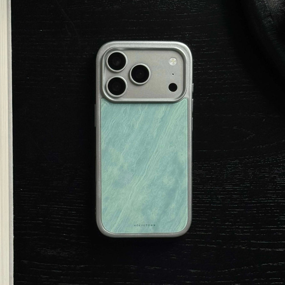 Luxury Cyan Flowing Jade Tempered Glass Phone Case-CHO