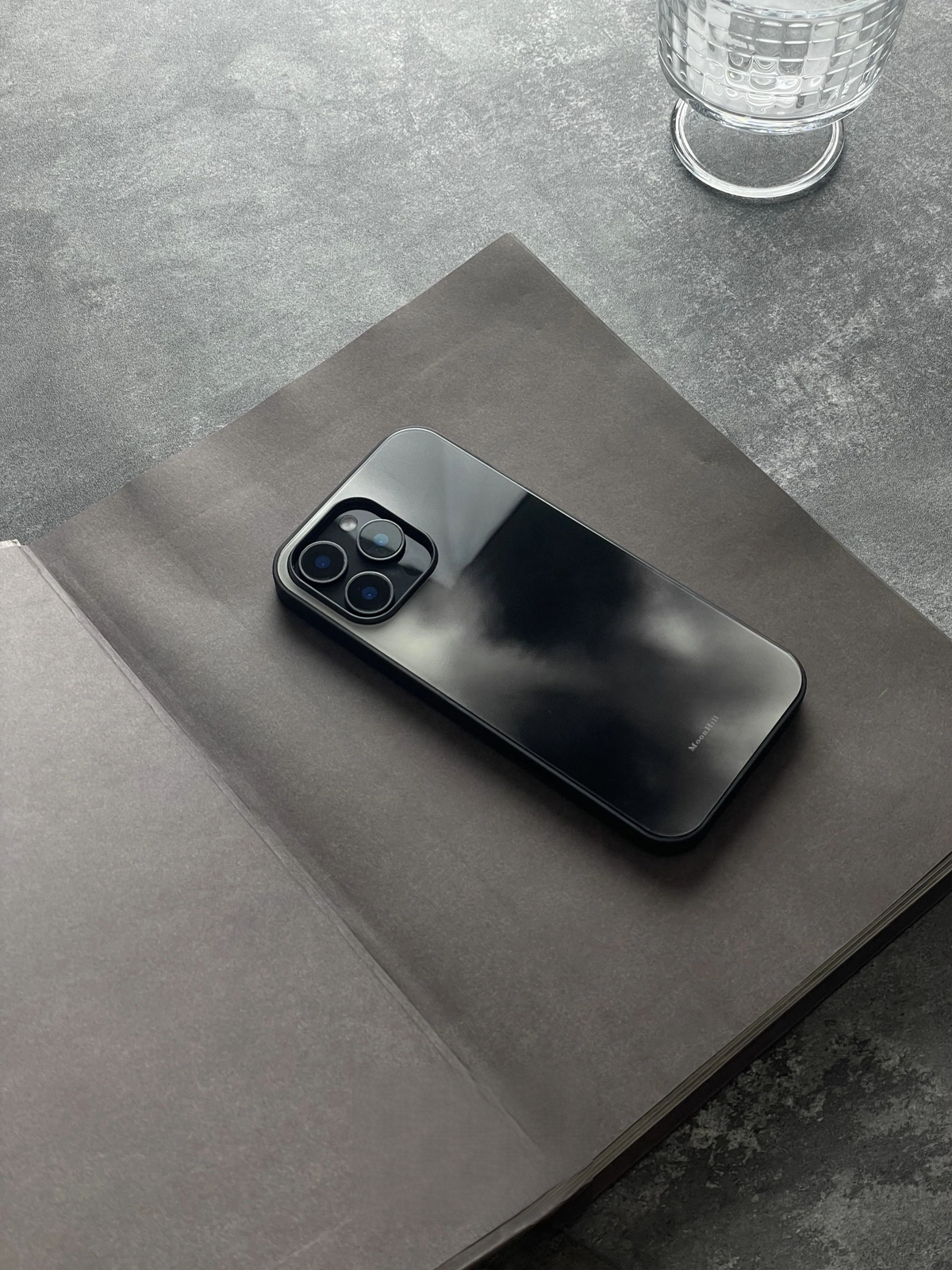 Obsidian Ink Black Tempered Glass Phone Case-MH