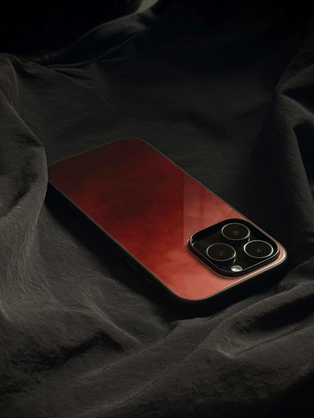 Crimson Red Glaze Tempered Glass Phone Case-CHO