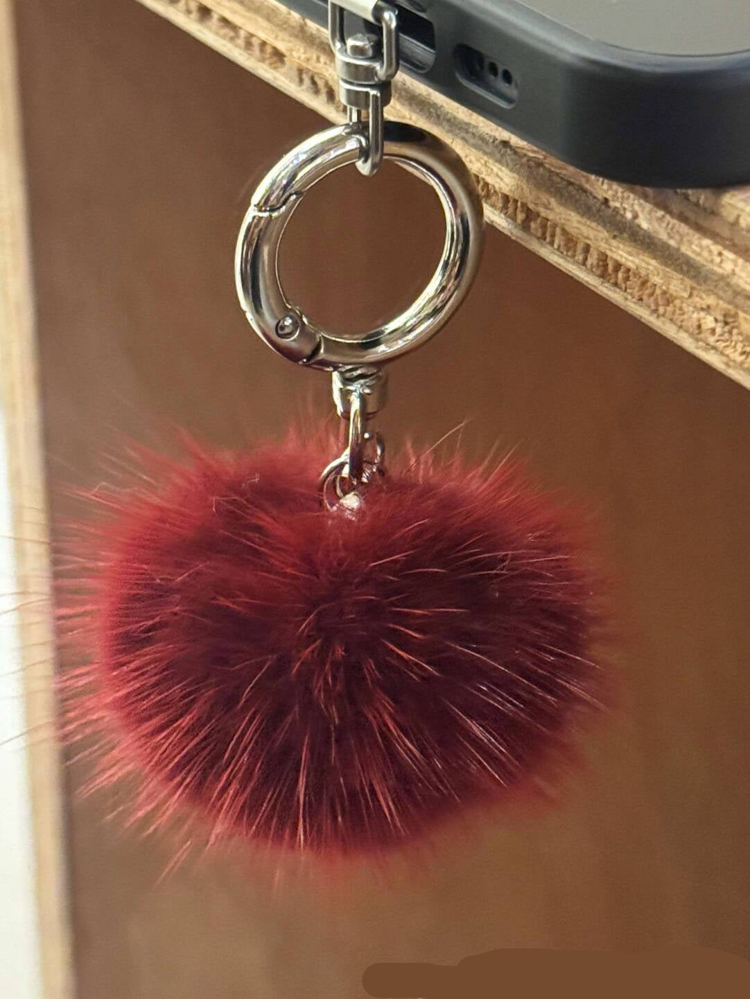 Genuine Mink Fur Pom-Pom Keychain Charm