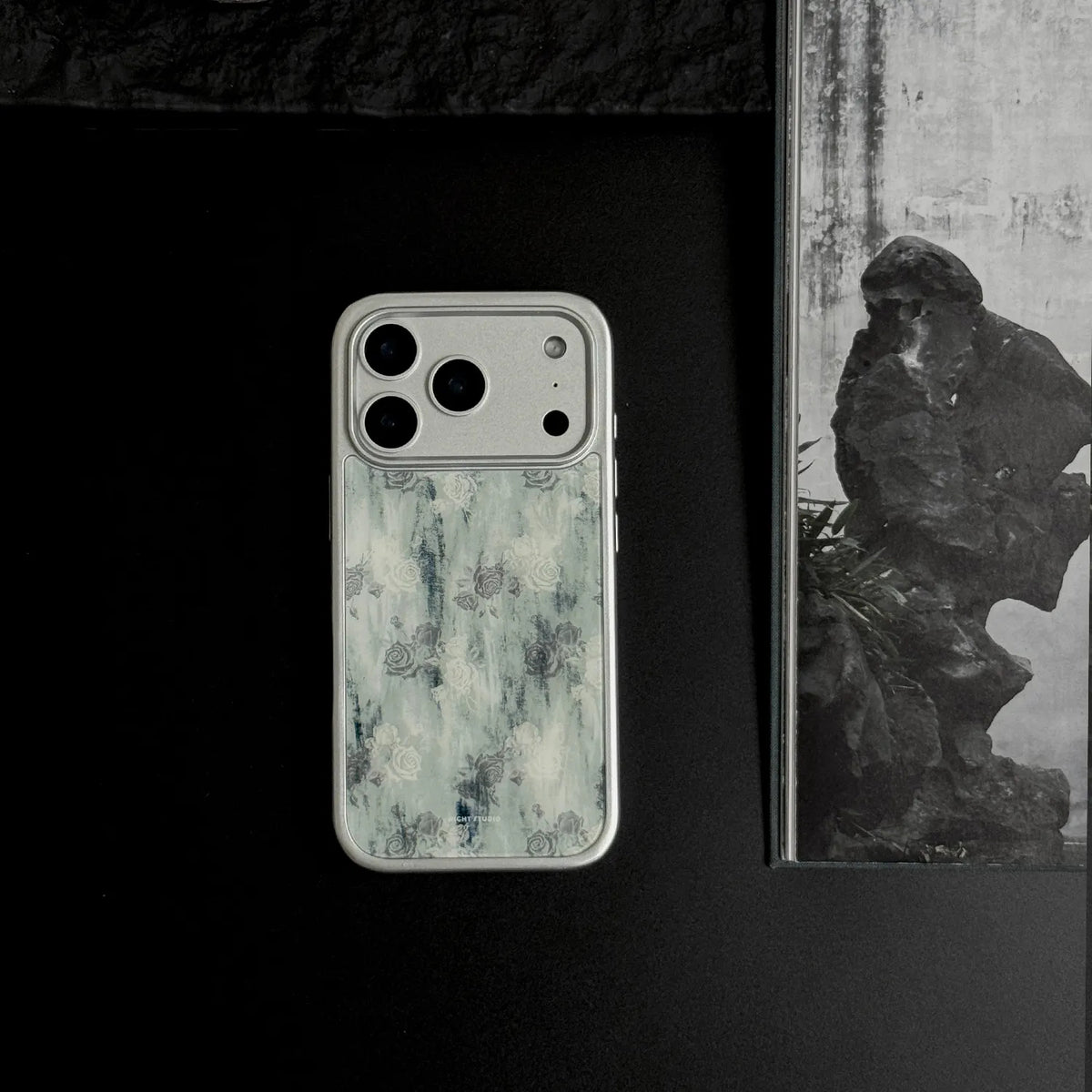 Vintage Rose Ink Wash Tempered Glass Phone Case-NS