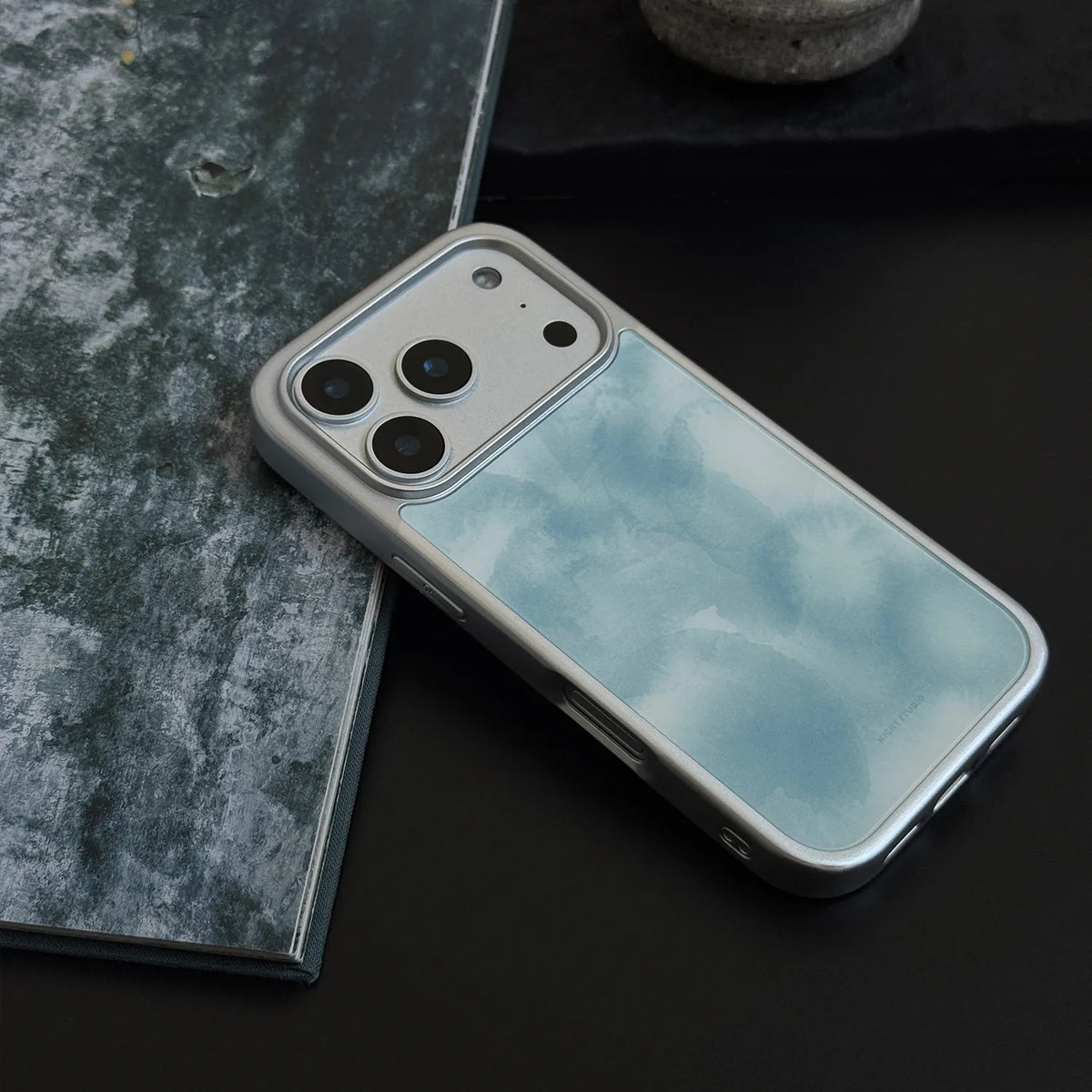 Cyan Infusion Watercolor Ink Tempered Glass Phone Case-NS