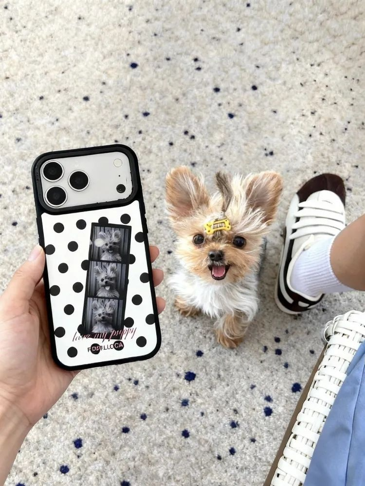 Custom Pet Photo Film Stripe Polka Dot Mirror Phone Case with MagSafe