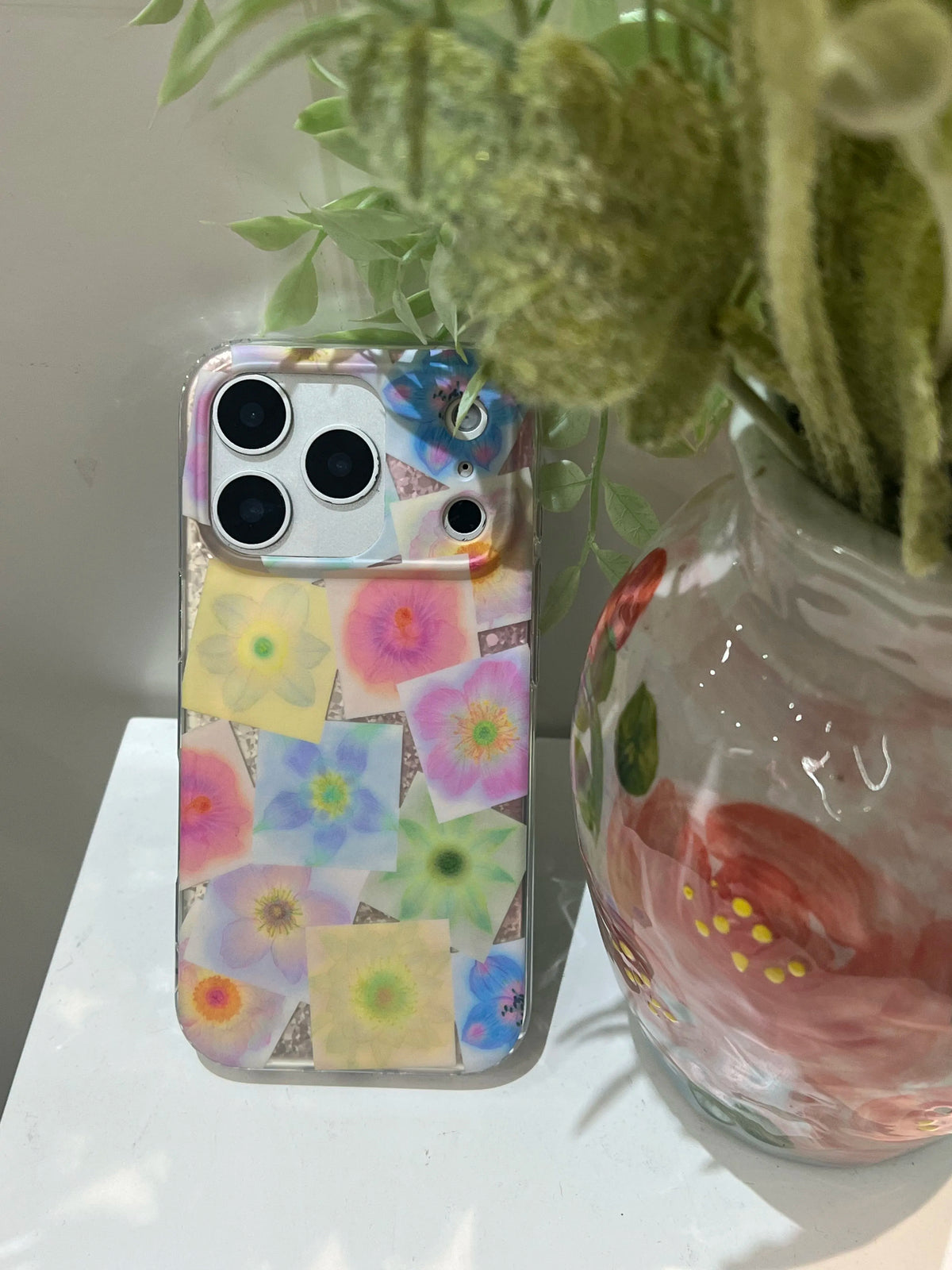 Gold Glitter Pastel Pressed Floral Collage Phone Case-YSH