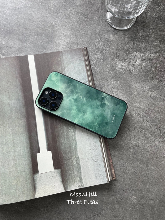 Chinoiserie Emerald Cloud Tempered Glass Phone Case-MH
