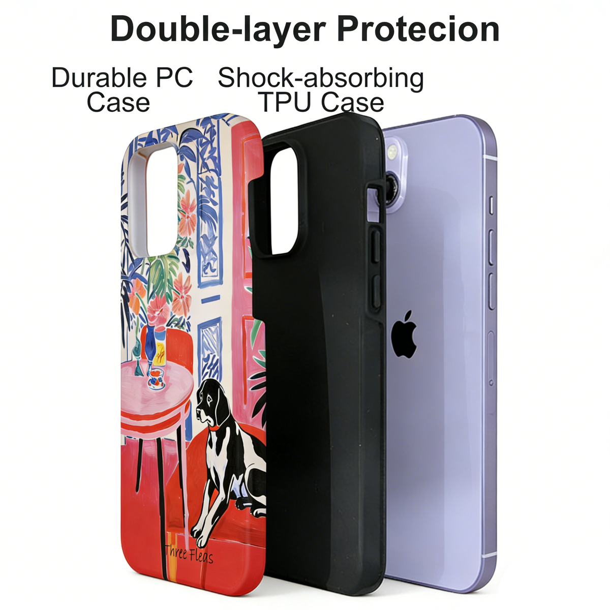 Artistic Red Couch Dog Phone Case Double-layer Film Print