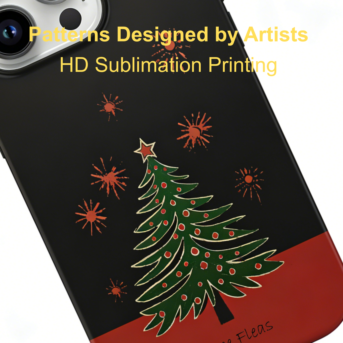 Artistic Christmas Tree & Fireworks Phone Case Double-layer Film Print
