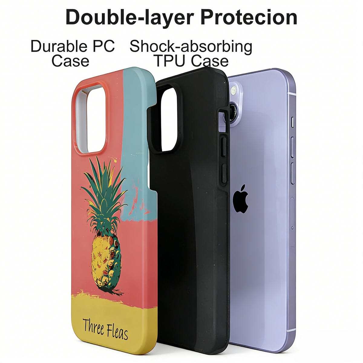 Artistic Pineapple Abstract Color Block Phone Case Double-layer Film Print