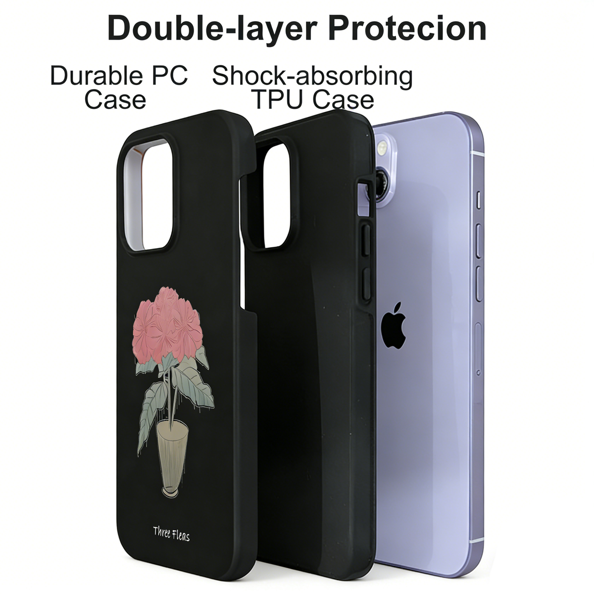 Artistic Pink Floral Phone Case Double-layer Film Print