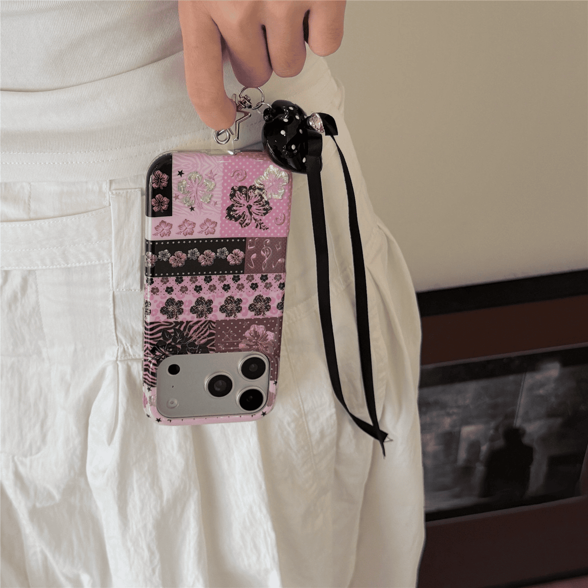 Pink Hibiscus & Patchwork Phone Case-CC015IMD