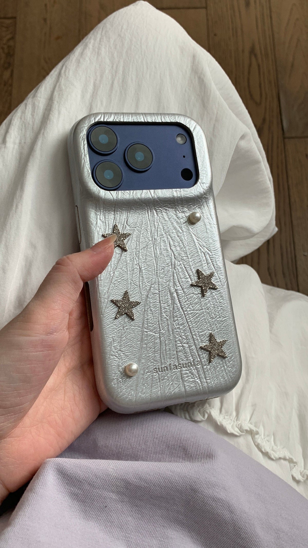 Silver Pearl&Stars Leather Phone Case-CC001PU