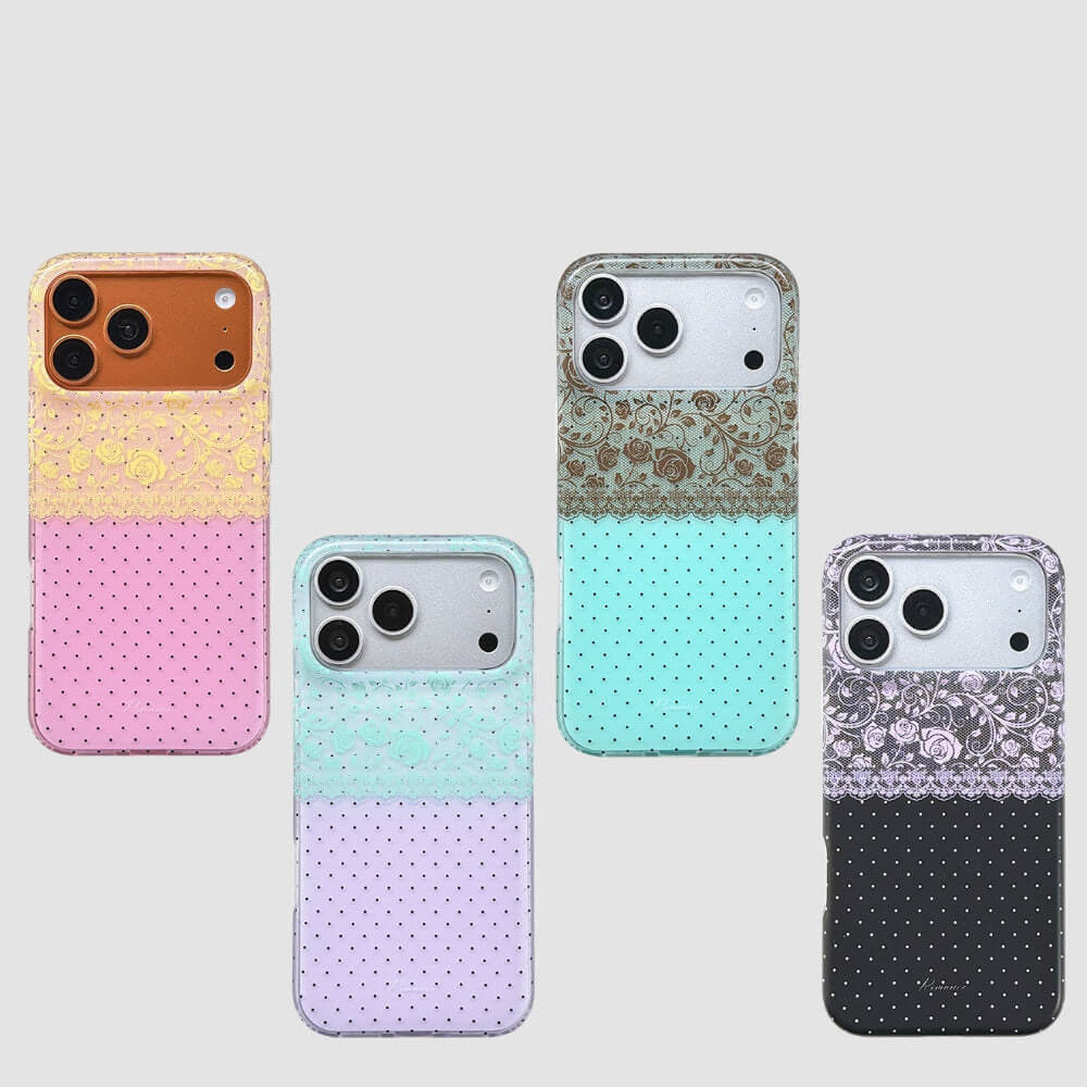 Contrast Color Lace Floral & Polka Dot Phone Case-CC008IMD