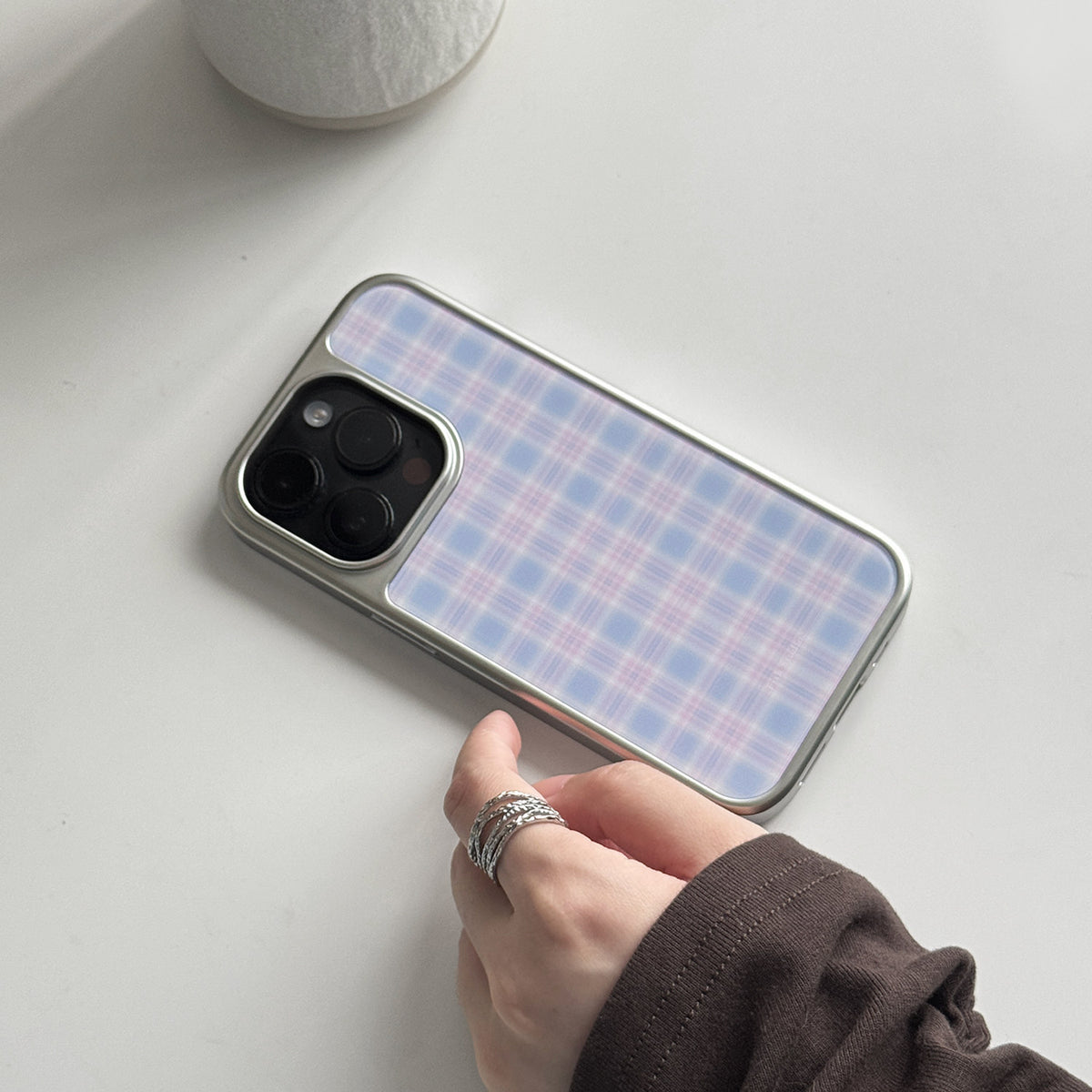 Pastel Blue & Pink Plaid Phone Case-FI010AC