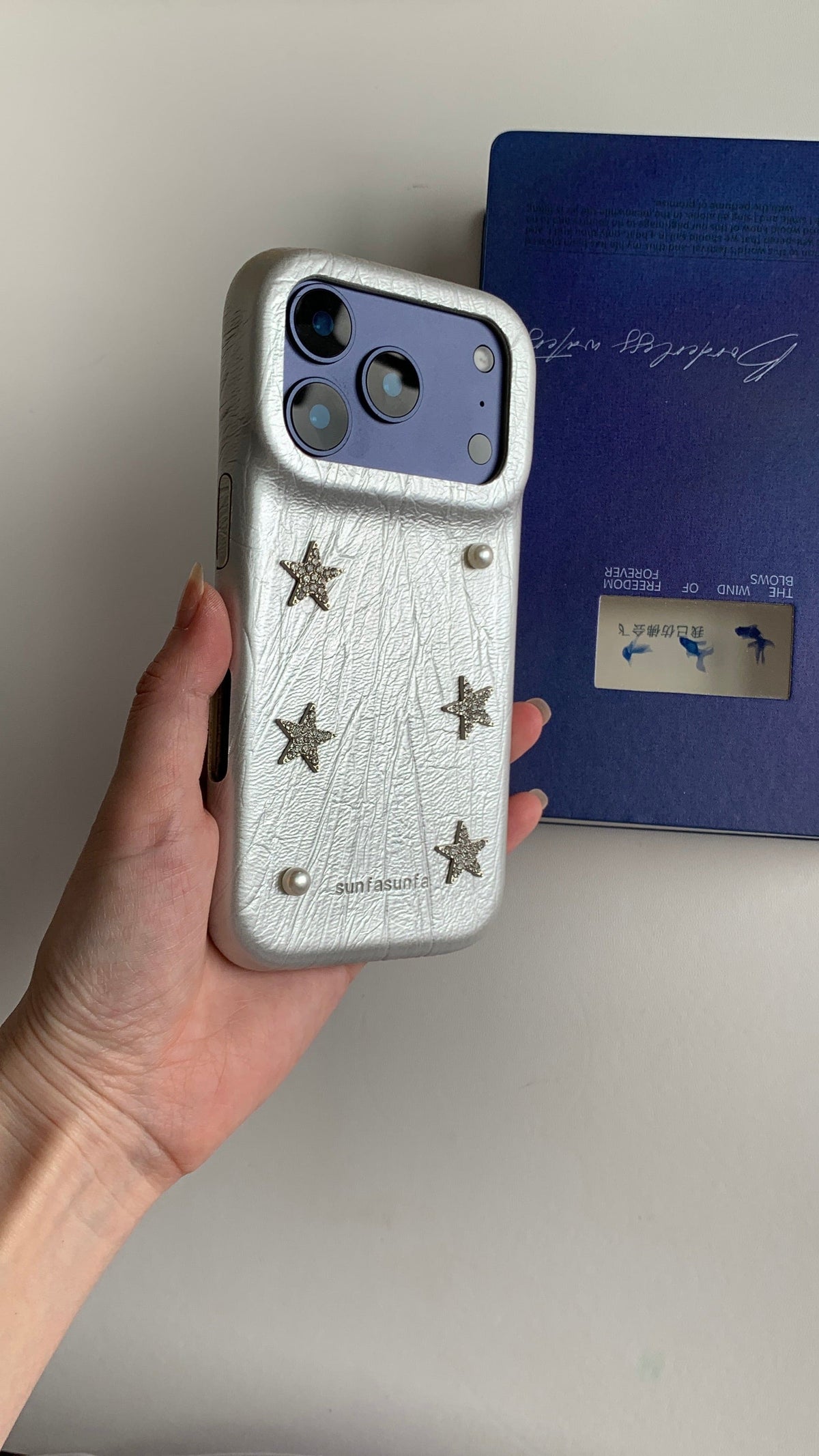 Silver Pearl&Stars Leather Phone Case-CC001PU