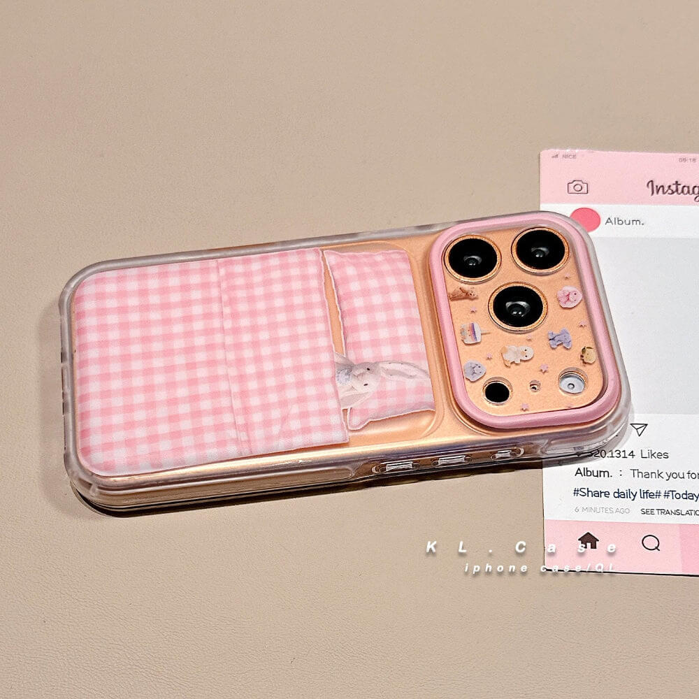 Sleeping Bunny Gingham Phone Case- CC007IMD