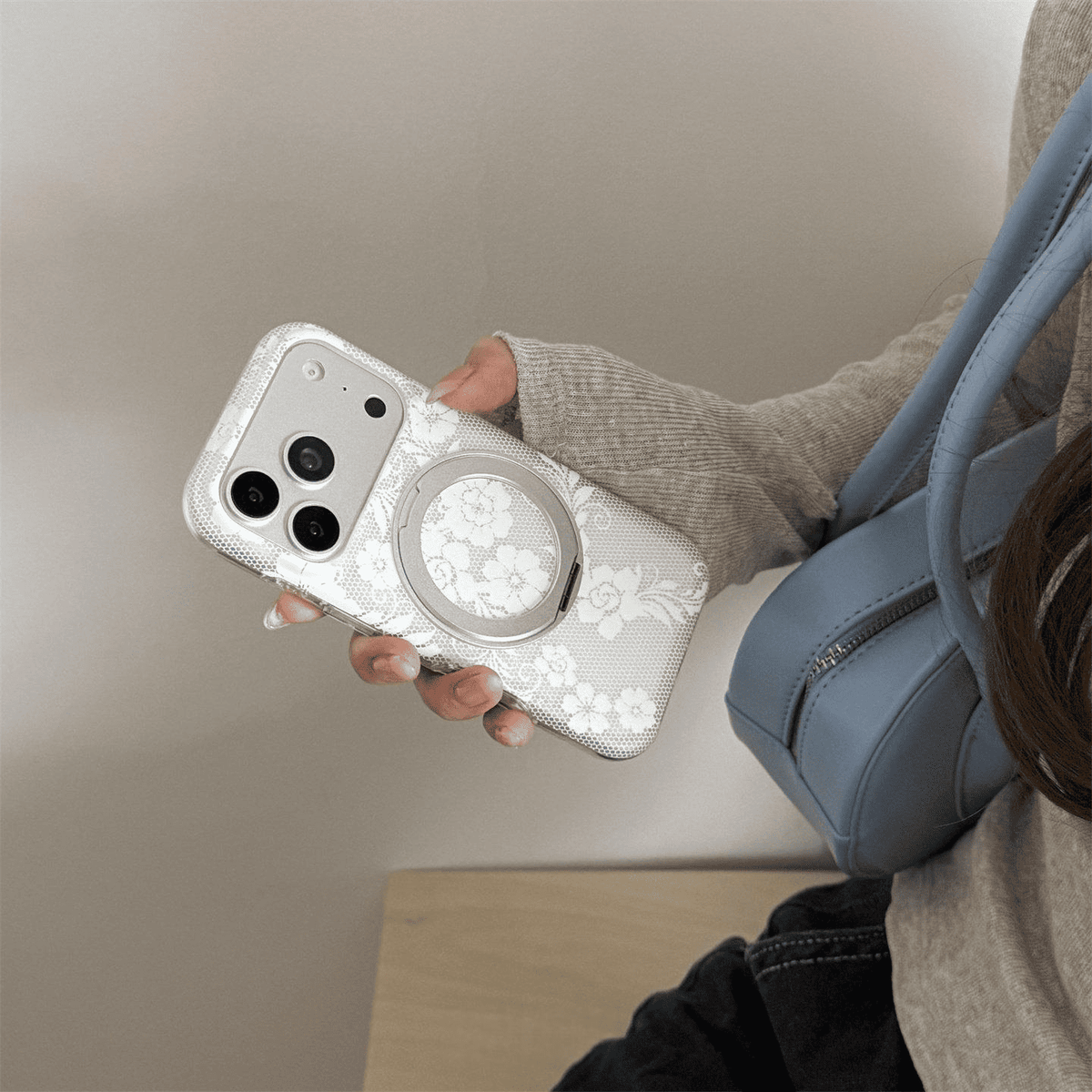 White Floral Lace Silicone Phone Case-CC012IMD