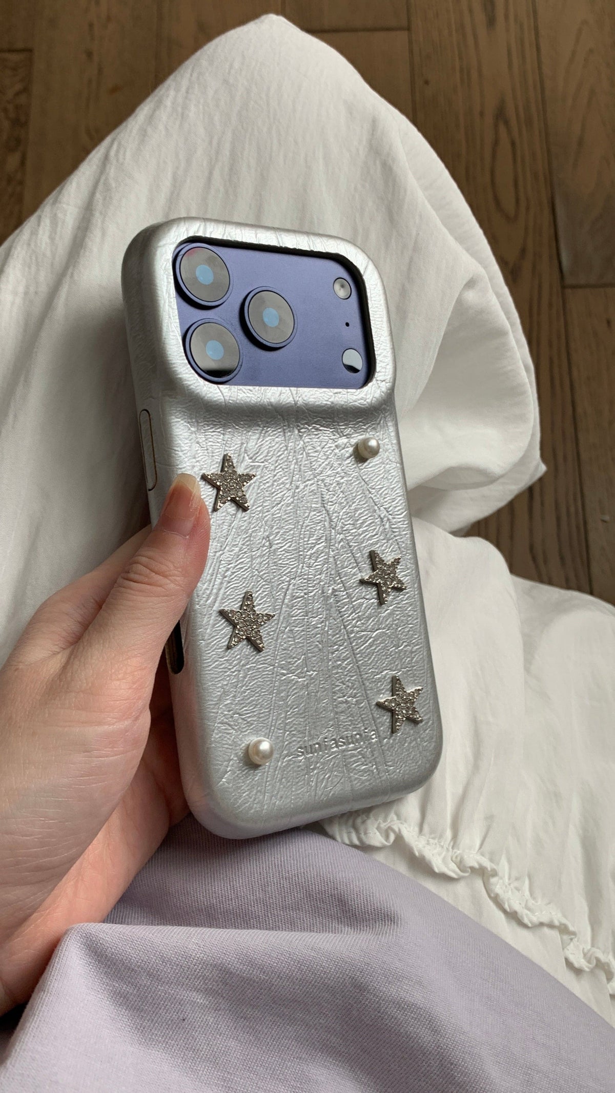 Silver Pearl&Stars Leather Phone Case-CC001PU