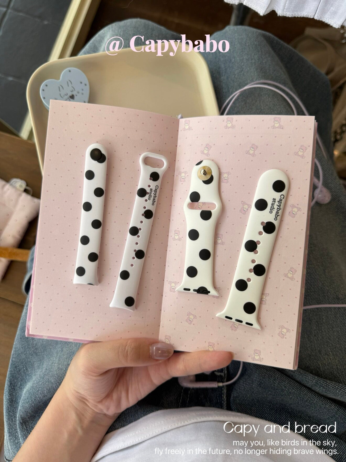 K-Style Black & White Polka Dot Apple Watch Band-CAB004