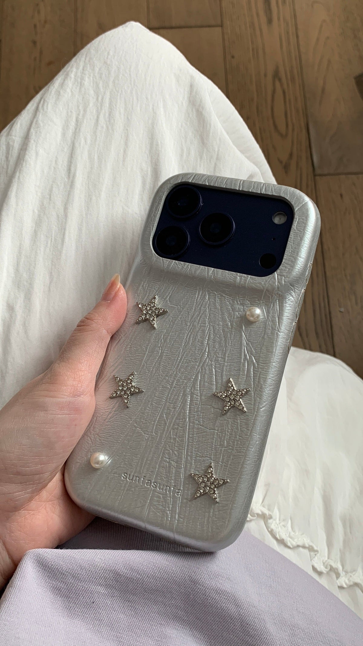 Silver Pearl&Stars Leather Phone Case-CC001PU