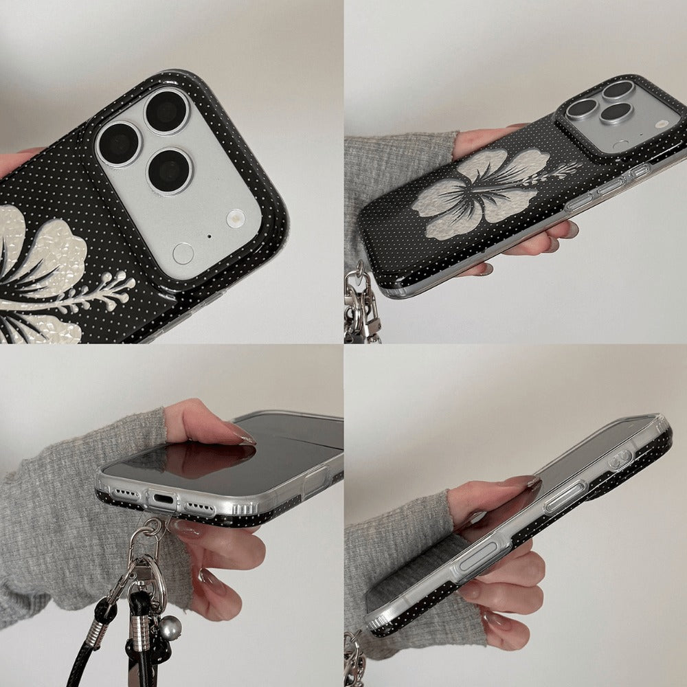 Polka Dot Shimmer Hibiscus Phone Case-CC009IMD