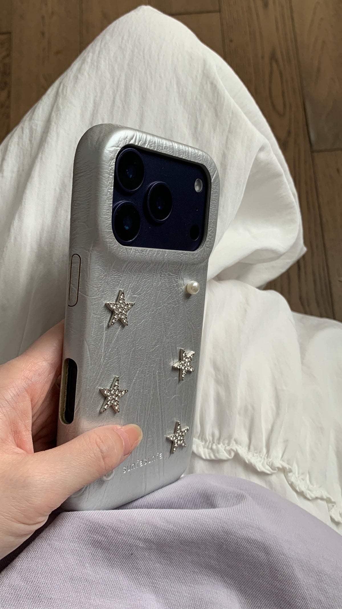 Silver Pearl&Stars Leather Phone Case-CC001PU