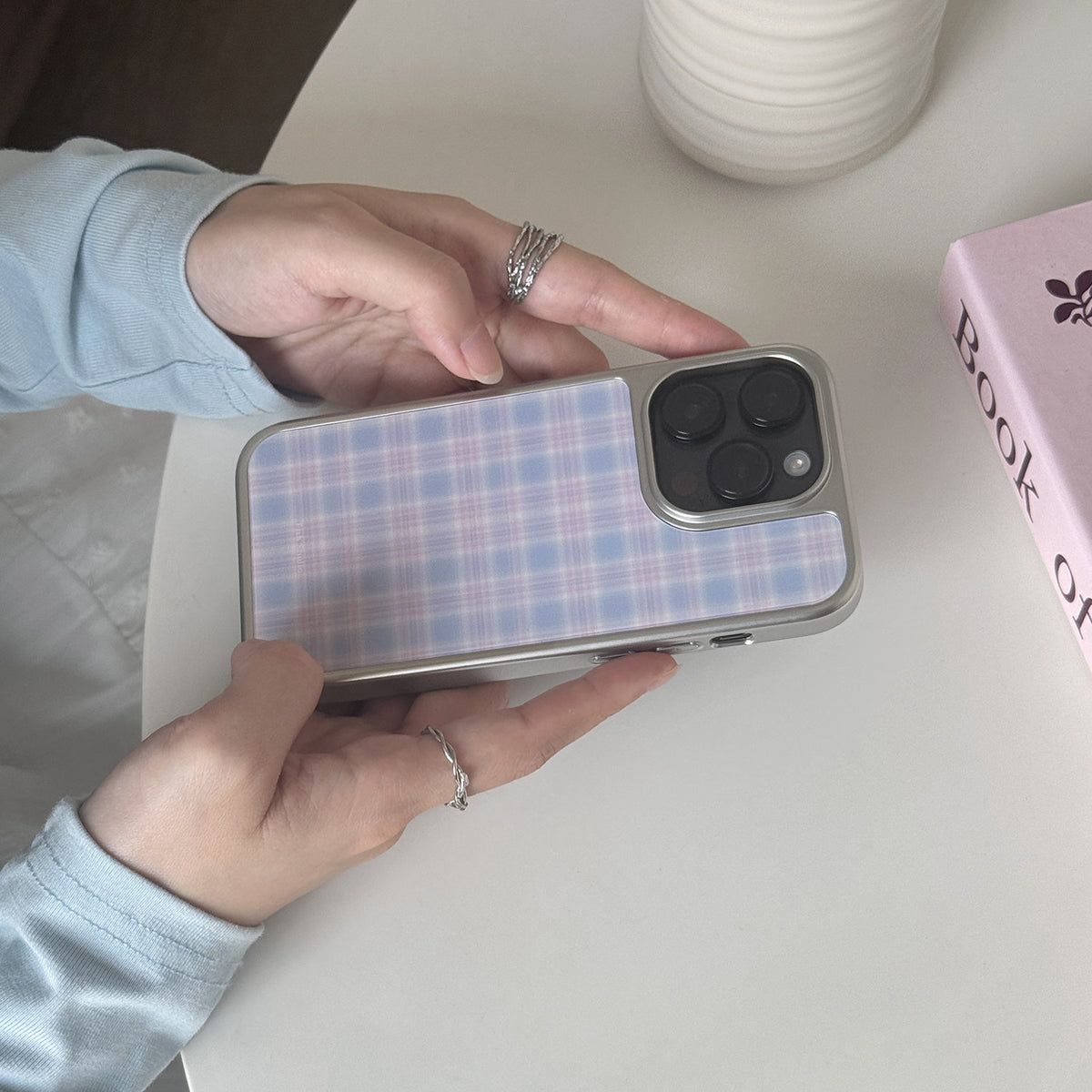 Pastel Blue & Pink Plaid Phone Case-FI010AC