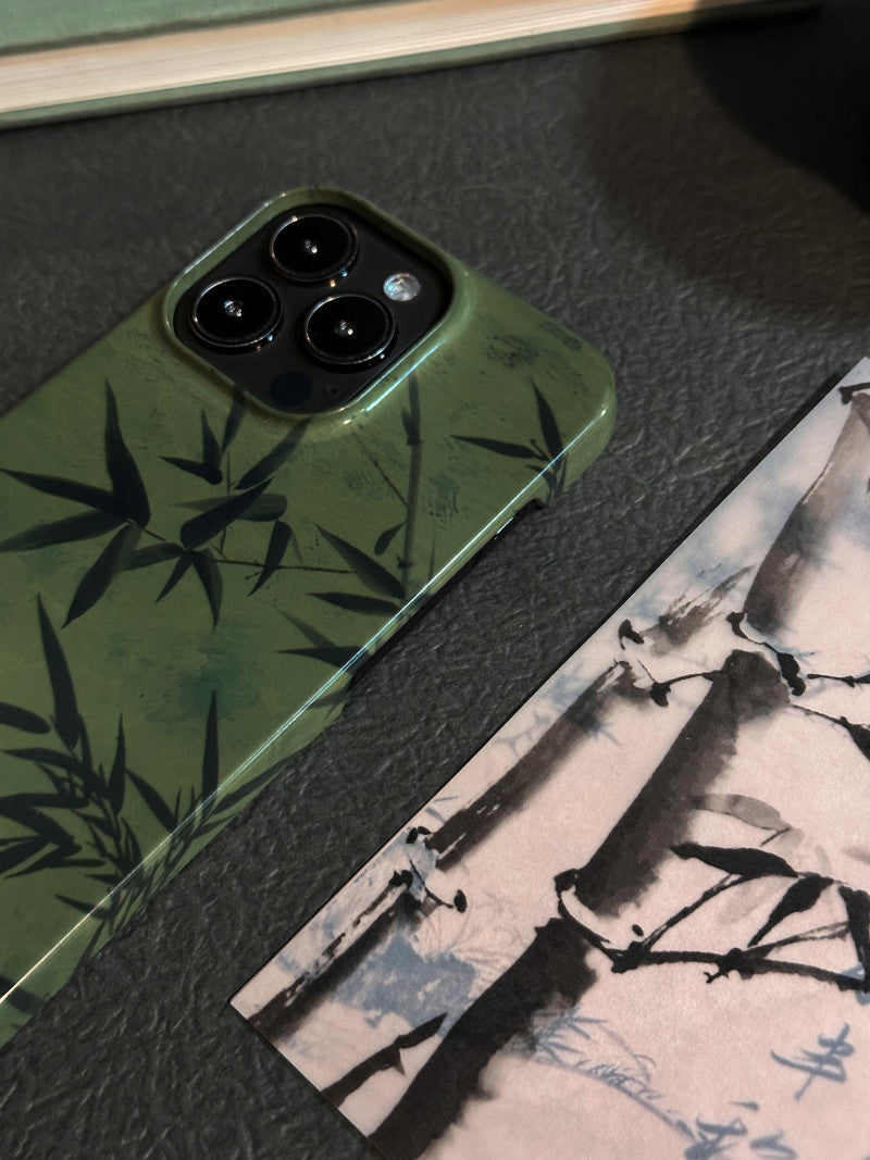 「Chinoiserie」Green Bamboo Traditional Chinese Painting Phone Case | iPhone Case | Three Fleas