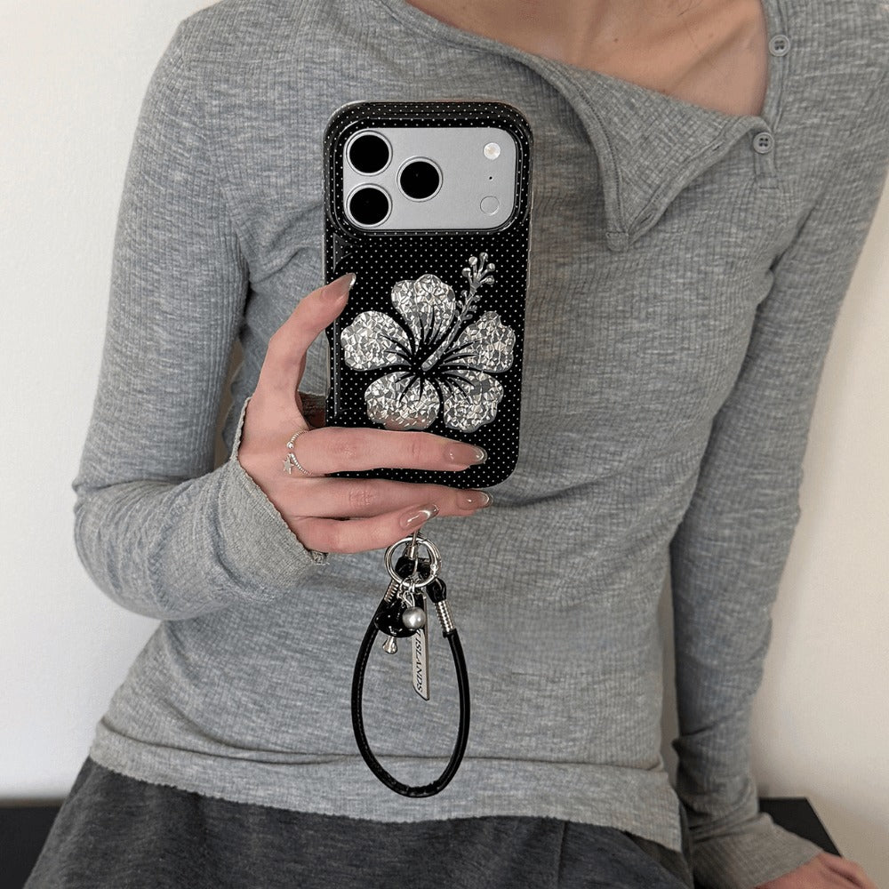Polka Dot Shimmer Hibiscus Phone Case-CC009IMD
