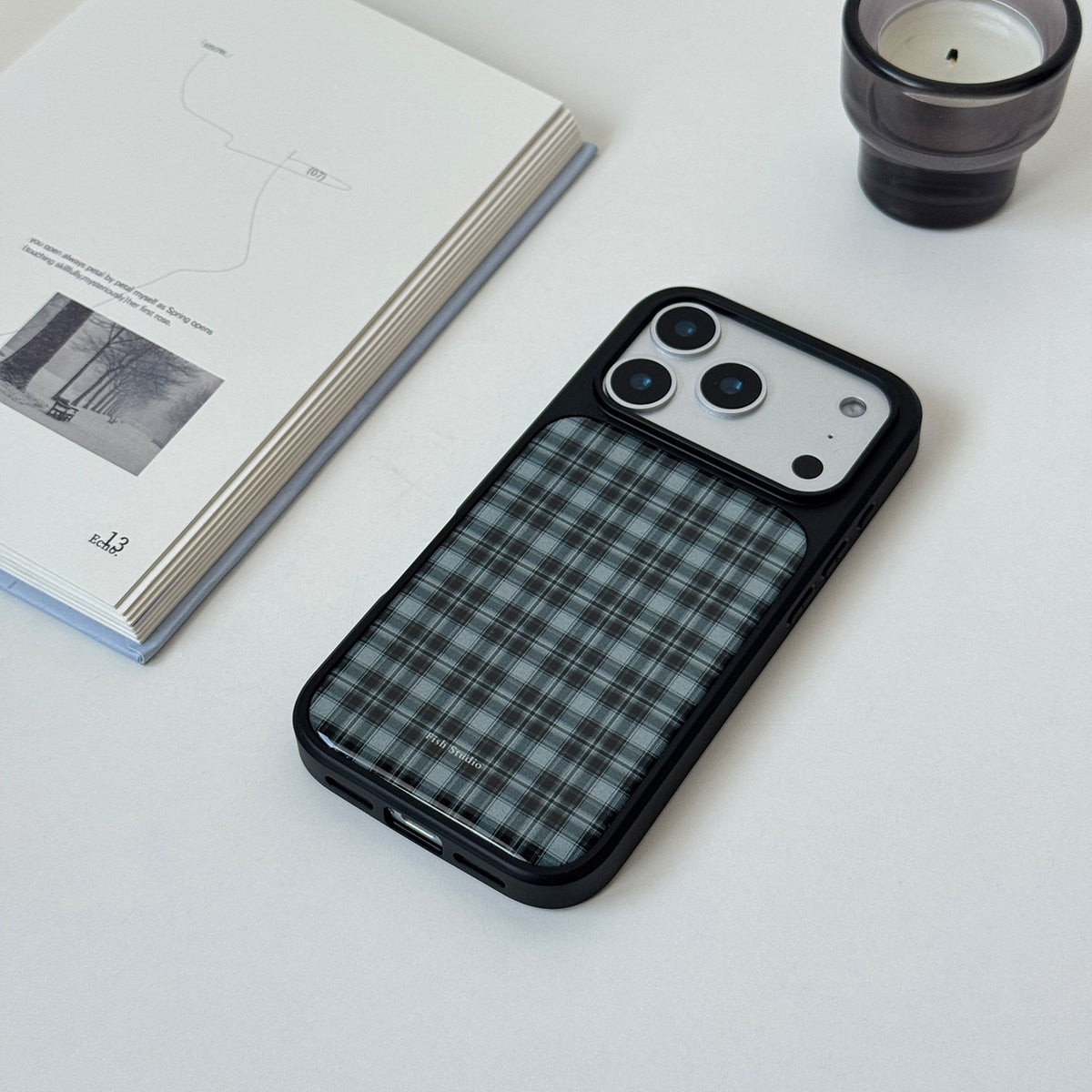 Plaid Resin Epoxy Phone Case-FI011R