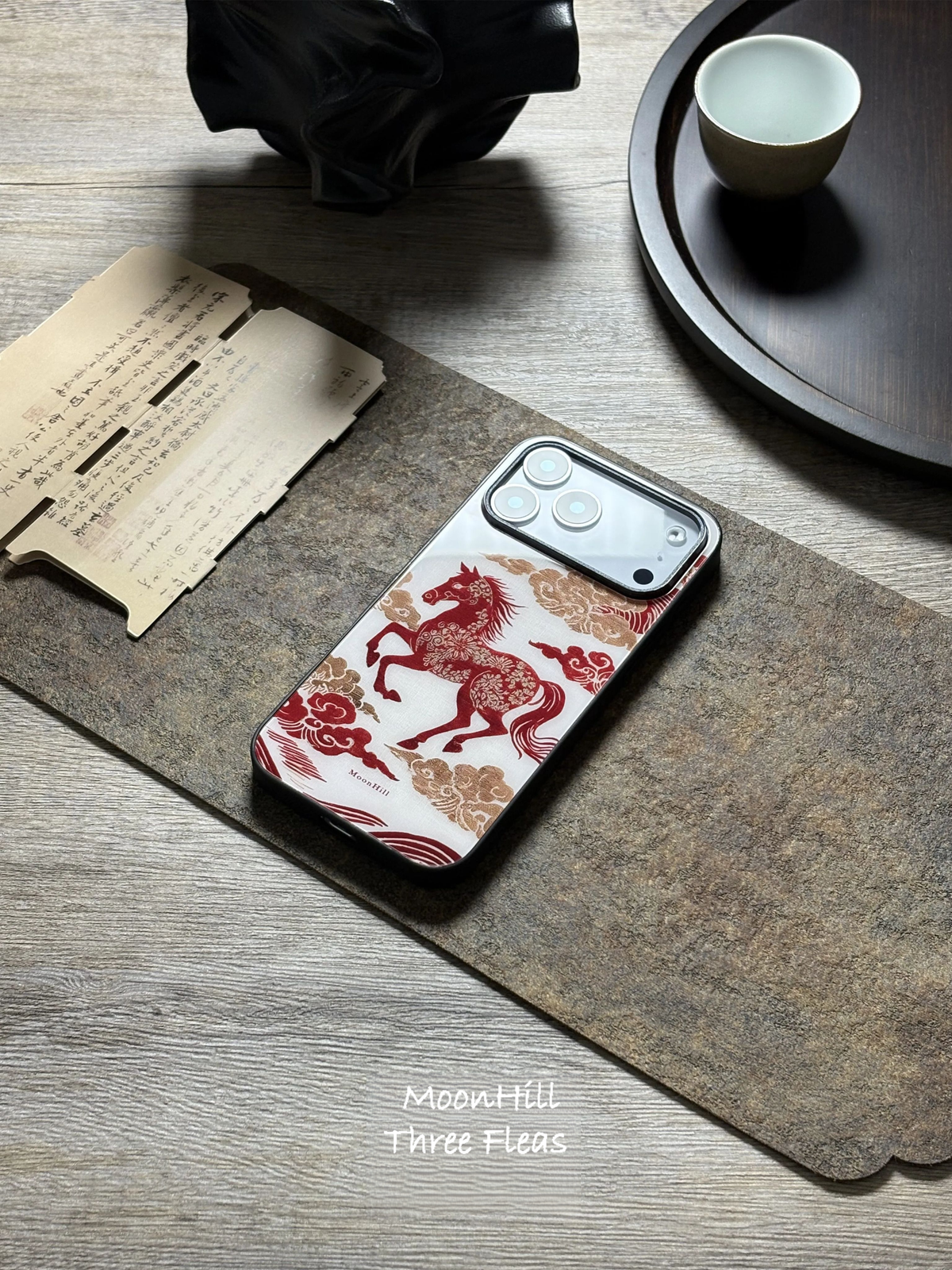 Chinoiserie Auspicious Horse Tempered Glass Phone Case-MH