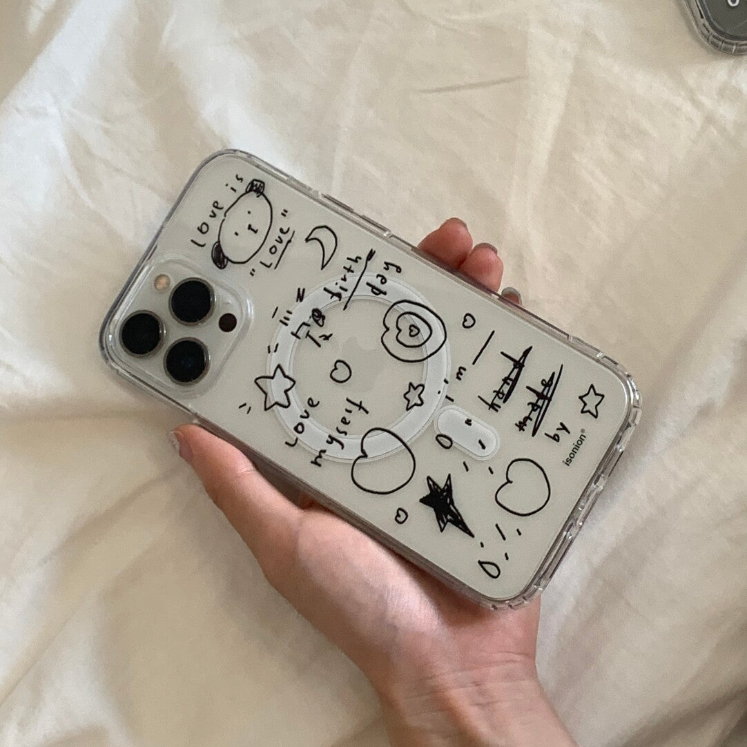 Cute Hand-Drawn Puppy Illustration Phone Case MagSafe - BYY
