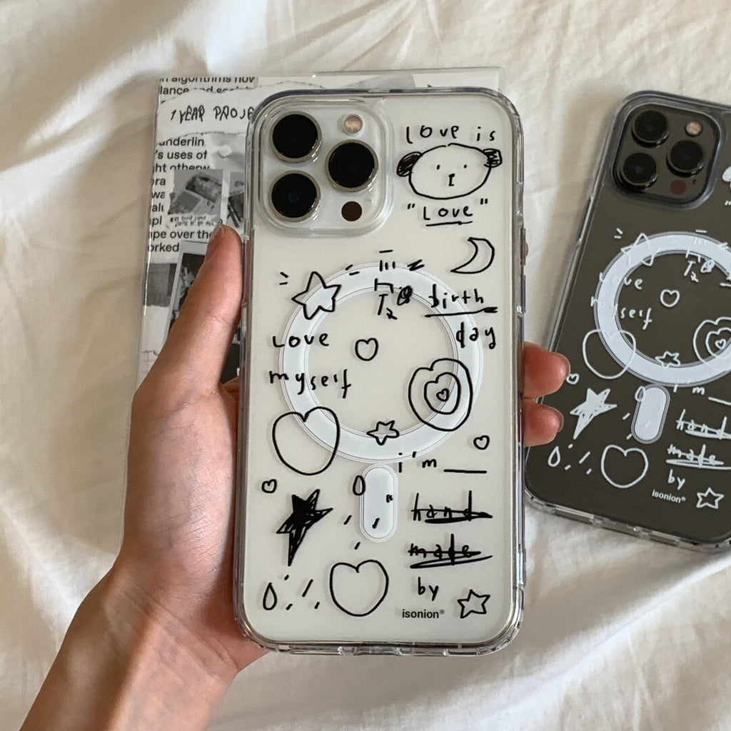 Cute Hand-Drawn Puppy Illustration Phone Case MagSafe - BYY