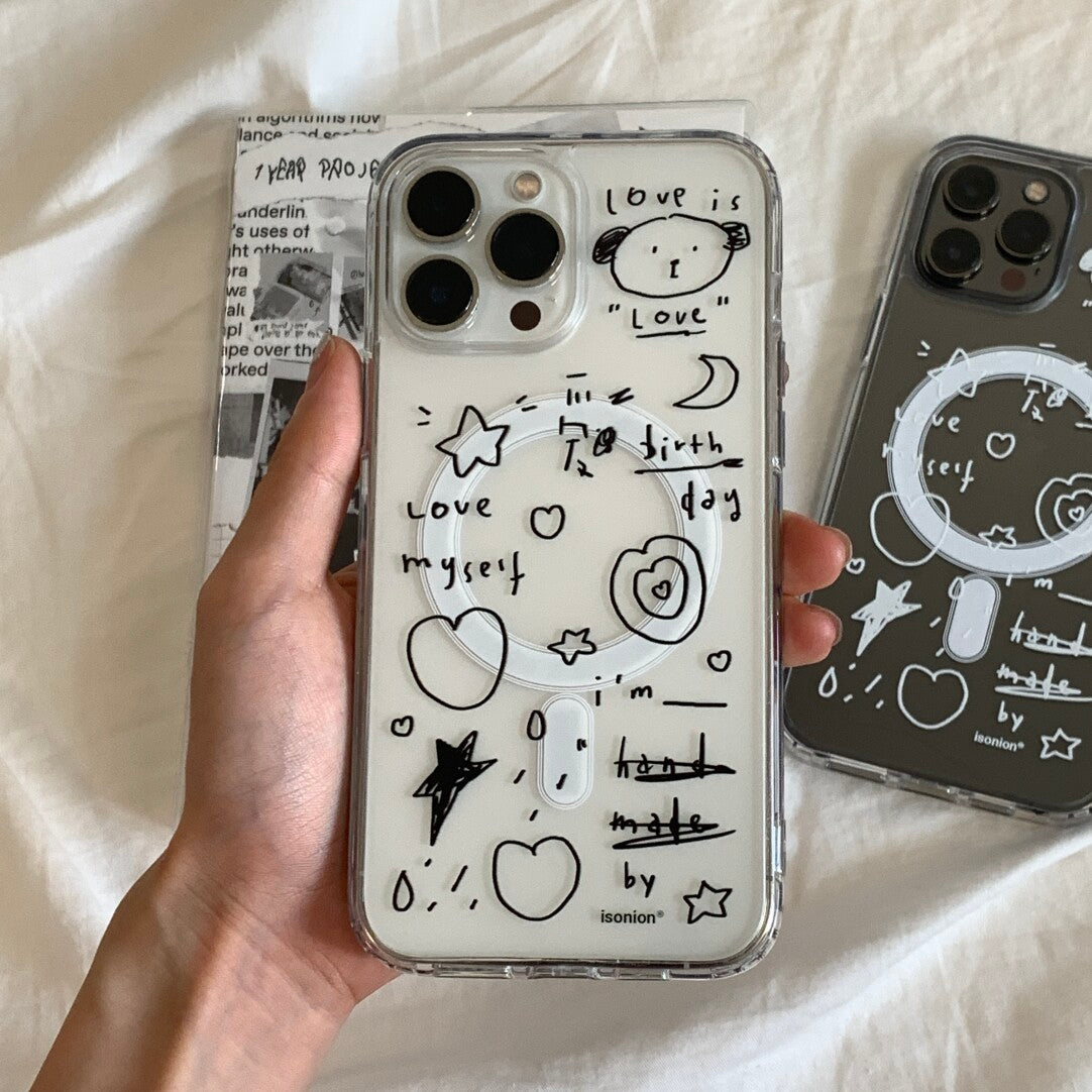 Cute Hand-Drawn Puppy Illustration Phone Case MagSafe - BYY